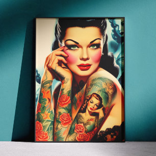 Old School Tattoo Girl Poster