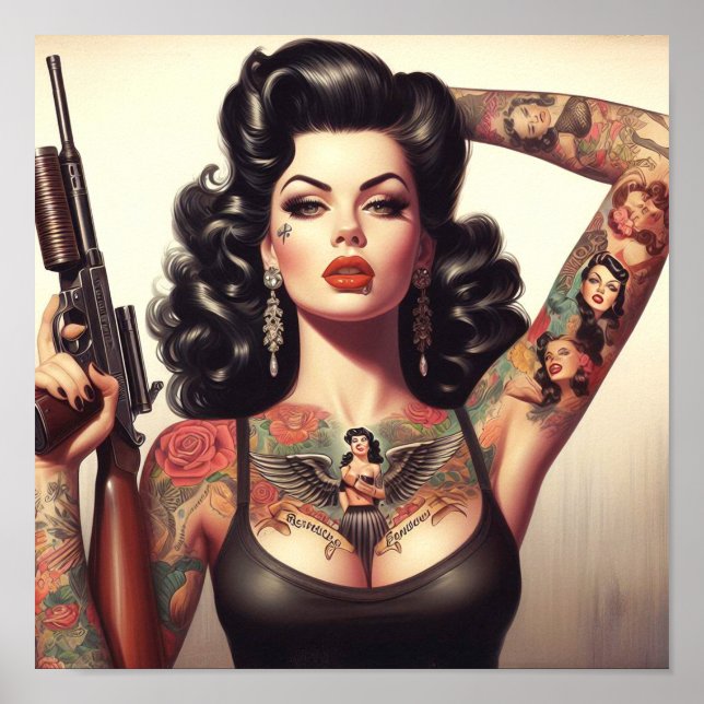 Old School Tattoo Girl Poster (Front)