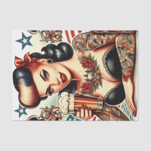 Old School Tattoo Girl Tissue Paper