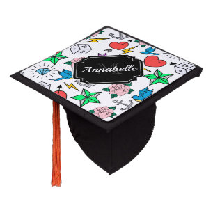 Old School Tattoo Graduation Cap Topper
