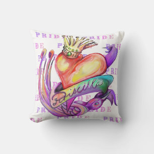 Old school tattoo in pride colours throw pillow