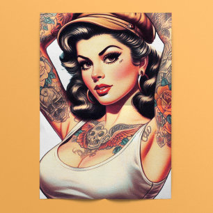 Old School Tattoo Pinup Tissue Paper