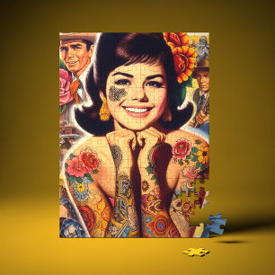 Old School Tattooed Girl Jigsaw Puzzle