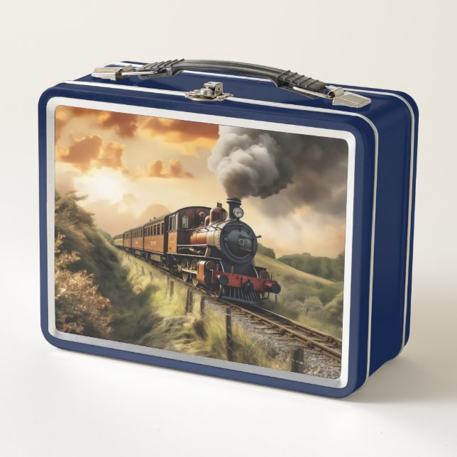Old-School Train Metal Lunch Box (Front)