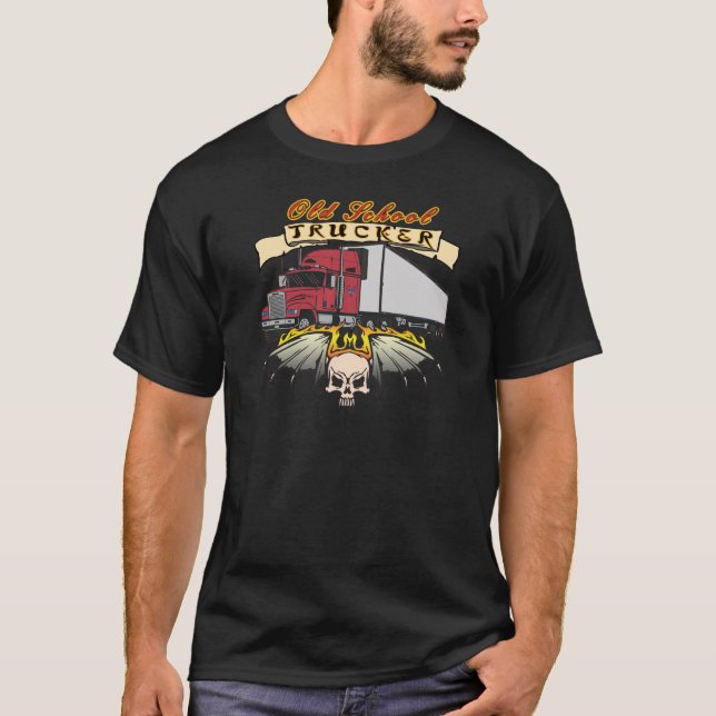 Old School Truck Driver T-Shirt (Front)