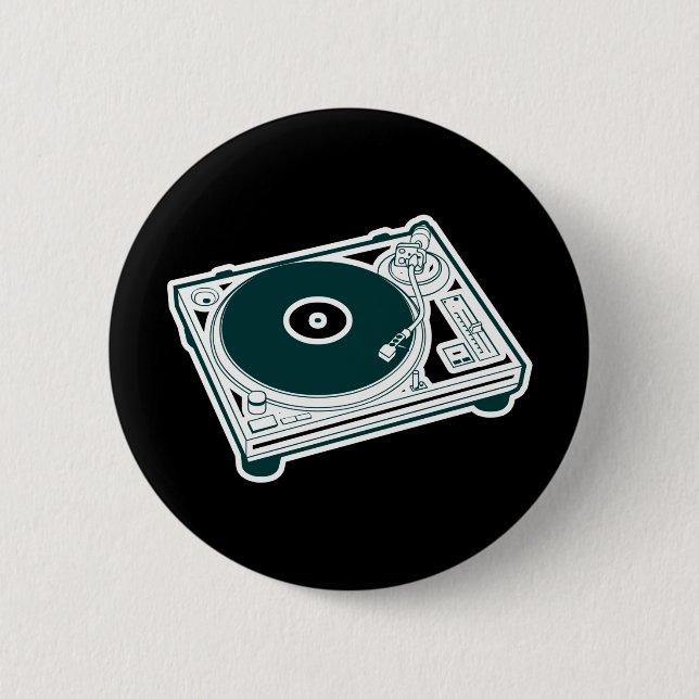 Old School Turntable 2 Inch Round Button (Front)