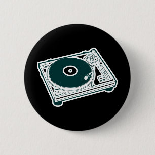 Old School Turntable 2 Inch Round Button