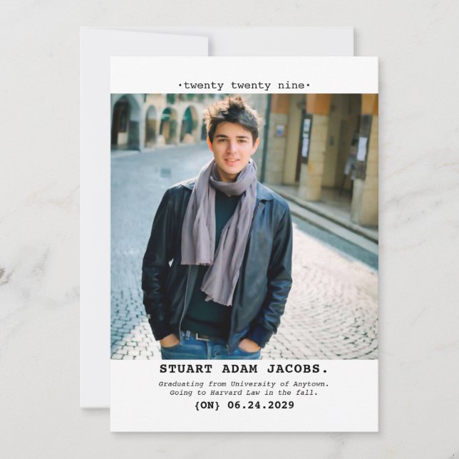 Old School Typewriter Graduation Announcement. Announcement (Front)