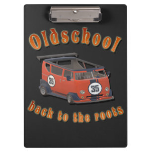 Old school, vintage car in Red and Grey   Clipboard