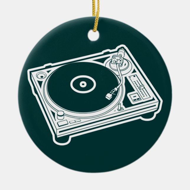Old School Wax / Turntable Ceramic Ornament (Front)
