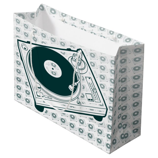 Old School Wax (Vinyl) Turntable Large Gift Bag (Front Angled)