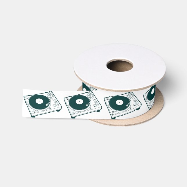 Old School Wax (Vinyl) Turntable Satin Ribbon (Spool)