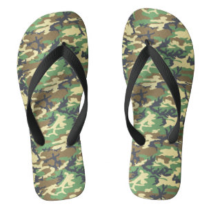 Old School Woodland Camo Flip Flops