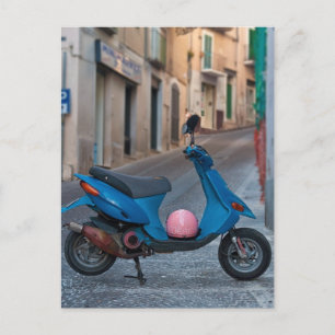 Old Scooter in Italy Blue scooter Postcard