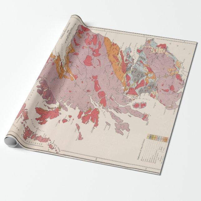 Old Scotland Geology Map (1881)  Wrapping Paper (Unrolled)