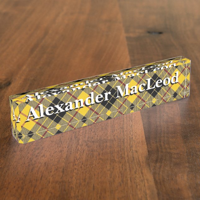 Old Scots Clan MacLeod of Lewis Tartan Nameplate (Side)