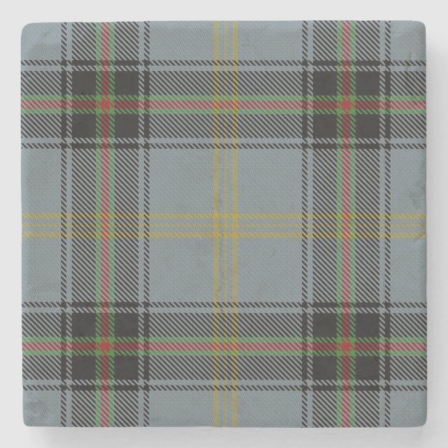 Old Scots Tavern Clan Bell Tartan Stone Coaster (Front)