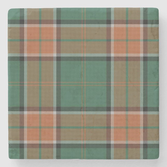Old Scots Tavern Clan Pollock Tartan Stone Coaster (Front)