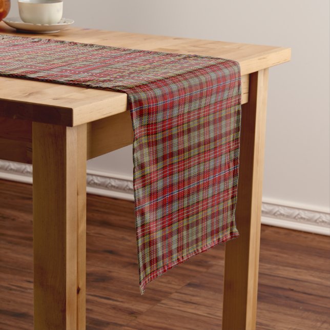 Old Scottish Clan Ogilvie Ogilvy Tartan Plaid Short Table Runner (In Situ)