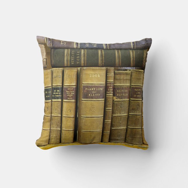 Old Scottish Library Book Collection Throw Pillow (Front)