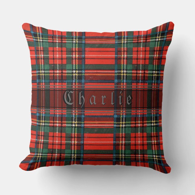 Old Scottish Tartan Throw Pillow (Front)