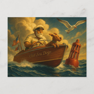 Old Sea Dogs: a sailor and his trusty canine  Holiday Postcard