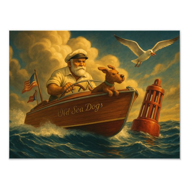 Old Sea Dogs: a sailor and his trusty canine  Photo Print (Front)