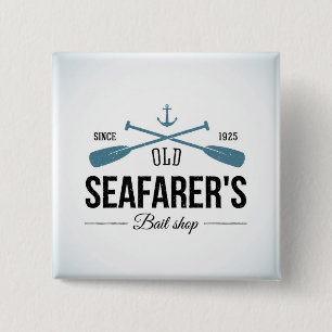 Old Seafarers Bait Shop 2 Inch Square Button