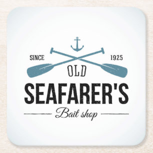 Old Seafarers Bait Shop Square Paper Coaster