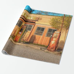 Old service station in rural Utah,  USA. vintage,  Wrapping Paper
