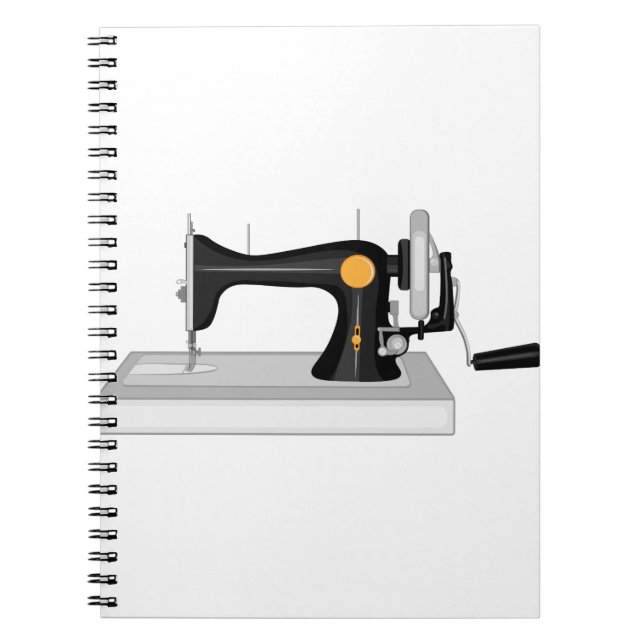 Old sewing machine with manual drive notebook (Front)