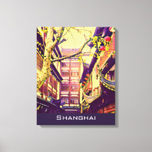 Old Shanghai vintage travel Yu Yuan Garden Canvas Print