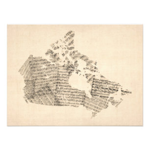 Old Sheet Music Map of Canada Map Photo Print