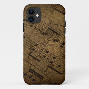 Old sheet musical score, grunge music notes iPhone 11 case