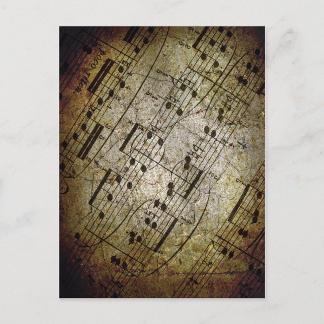 Old sheet musical score, grunge music notes postcard (Front)