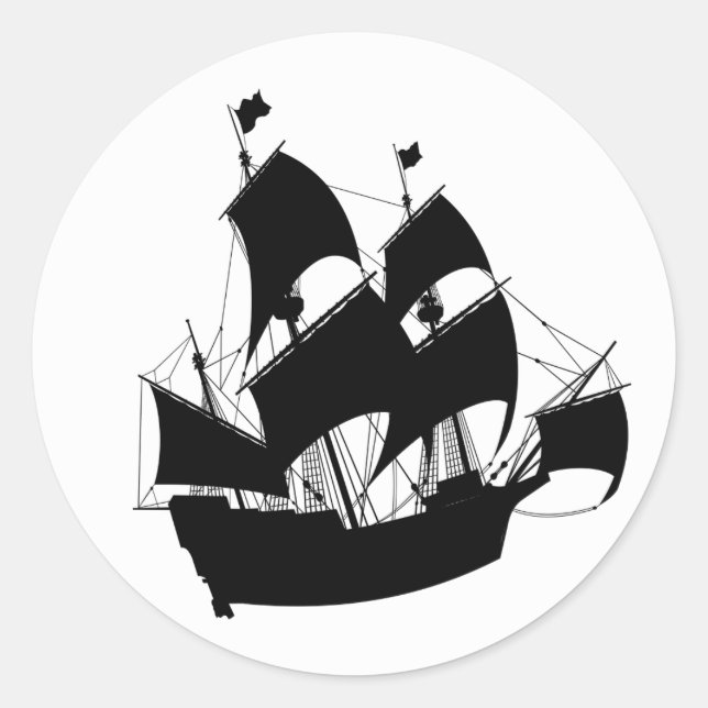 Old Ship Silhouette Stickers (Front)