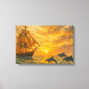 Old Ship Sunset Canvas Print