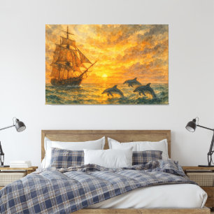 Old Ship Sunset Canvas Print