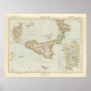 Old Sicily Italy Map (1883)  Poster