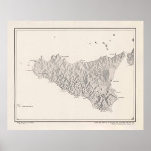 Old Sicily Italy Map (1943)  Poster