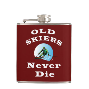 Old Skiers Never Die Hip Flask