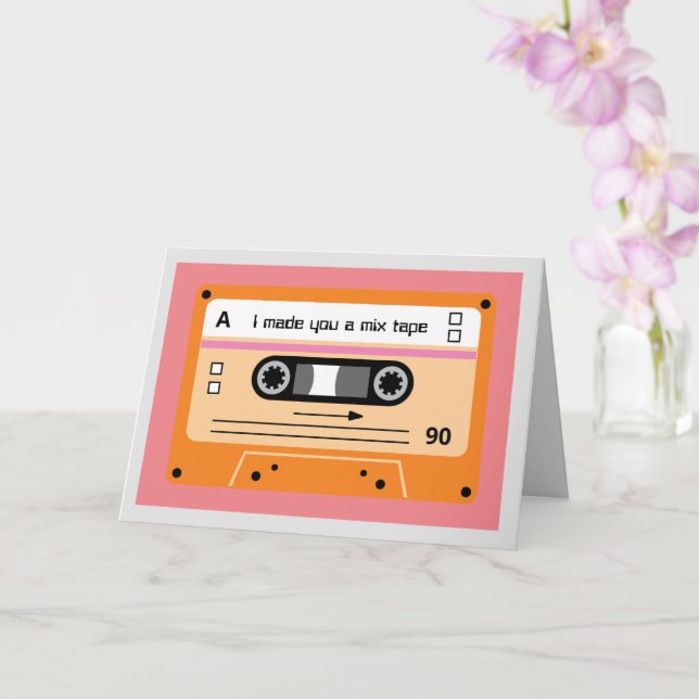 Old Skool Orange Cassette Mix Tape Card (Orchid)