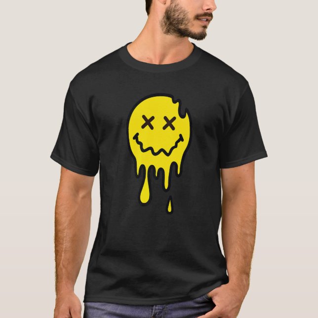 Old Skool Raver OldSkool Raving Melting Face Rave  T-Shirt (Front)
