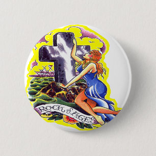 Old Skool Tattoo Rock Of Ages 2 Inch Round Button