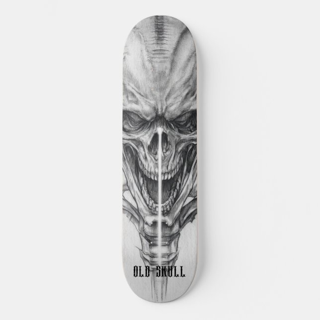Old Skull Sketch Skateboard (Front)