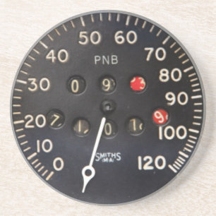 Old speedometer gauge from a vintage race car coaster