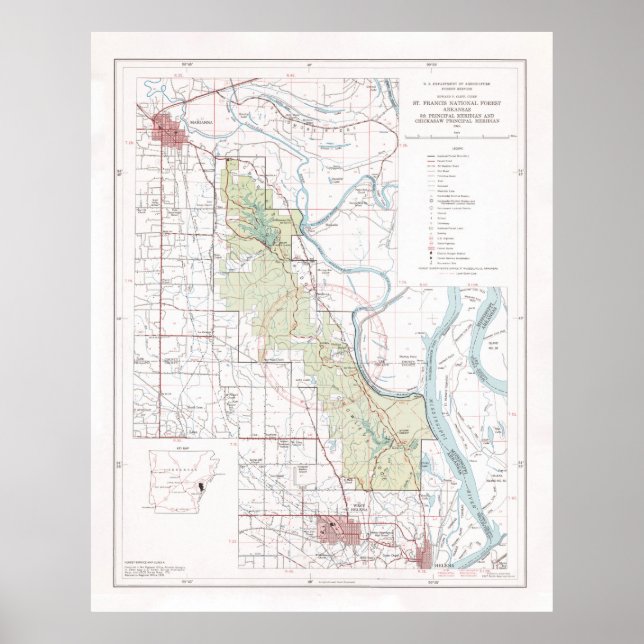Old St Francis National Forest Map (1970)  Poster (Front)