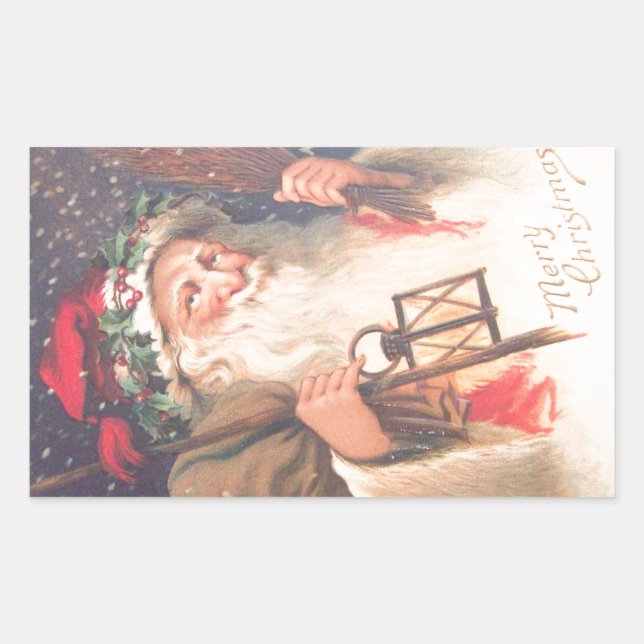 Old St. Nicholas with Lantern Vintage Sticker (Front)