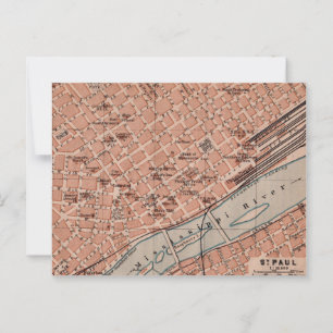 Old St Paul MN Map Postcard