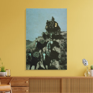 Old Stage Coach of the Plains by Remington Canvas Print